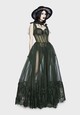 Dance With Death Sleeveless Maxi Dress - Sage