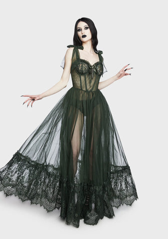 Dance With Death Sleeveless Maxi Dress - Sage