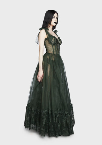 Dance With Death Sleeveless Maxi Dress - Sage