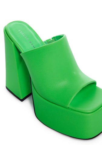 Sheeba Platform Mules - Green