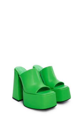 Sheeba Platform Mules - Green