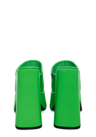 Sheeba Platform Mules - Green