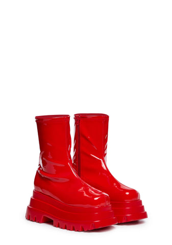 Rush Platform Boots - Red