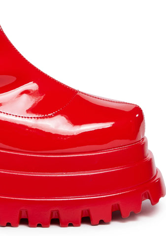Rush Platform Boots - Red