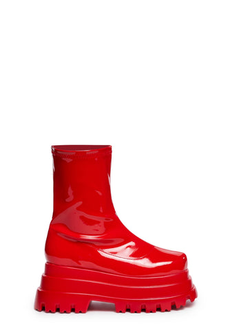 Rush Platform Boots - Red