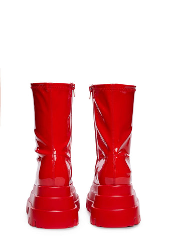 Rush Platform Boots - Red