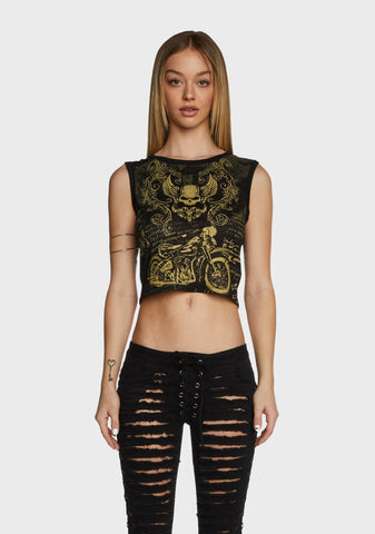 Chrome Queen Cropped Tank