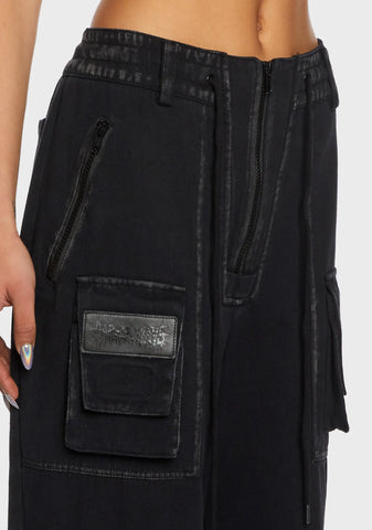 Replay Unisex Stone Wash Cargo Pants - Black