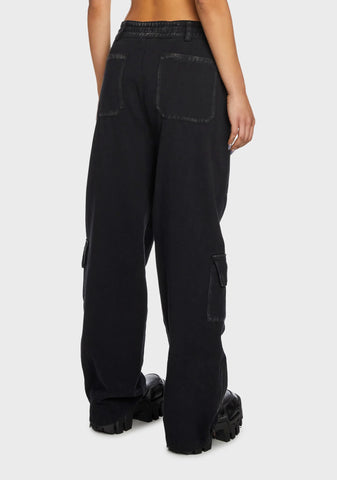 Replay Unisex Stone Wash Cargo Pants - Black