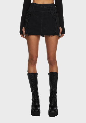Replay Washed Mini Cargo Skirt - Black