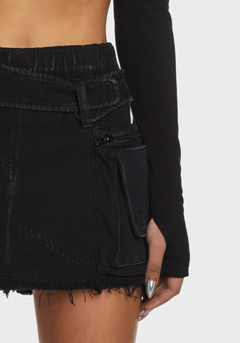 Replay Washed Mini Cargo Skirt - Black