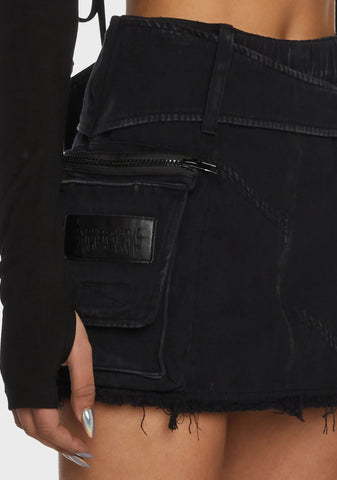 Replay Washed Mini Cargo Skirt - Black