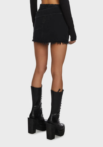 Replay Washed Mini Cargo Skirt - Black