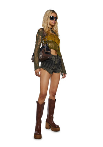 Serpent Distressed Shorts