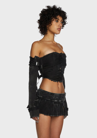 Replay Lace-Up Corset And Gloves Set - Black