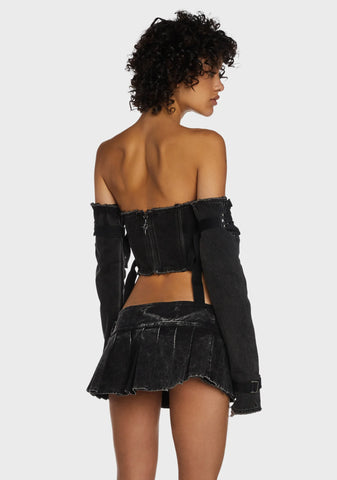 Replay Lace-Up Corset And Gloves Set - Black