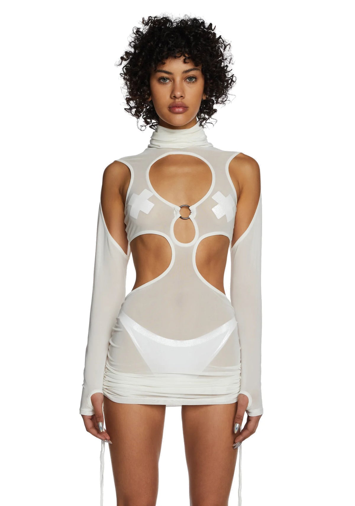 Replay Mesh Cut Out Dress - White