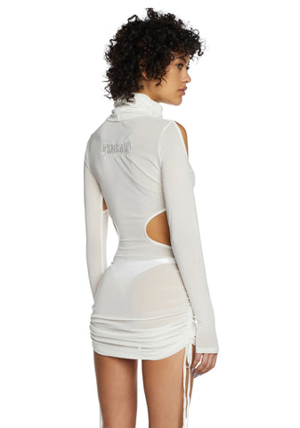 Replay Mesh Cut Out Dress - White