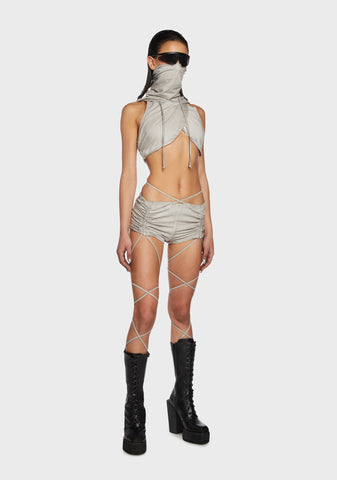 Replay Hooded Crop Top - Ecru