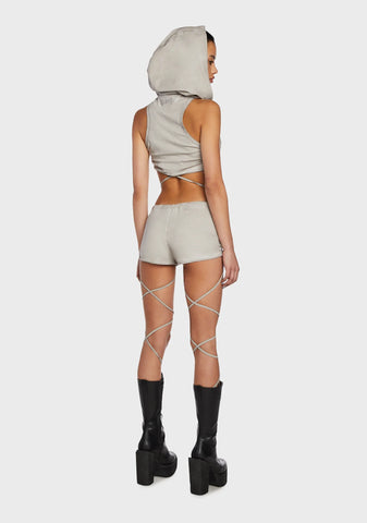 Replay Hooded Crop Top - Ecru
