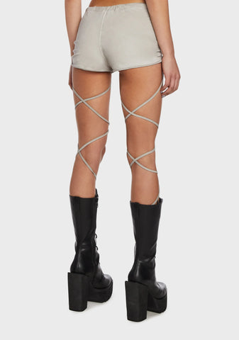 Replay Strappy Ruched Shorts - Ecru