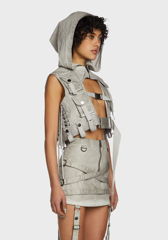 Replay Unisex Washed Tactical Hoodie - Ecru