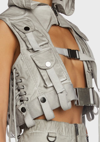 Replay Unisex Washed Tactical Hoodie - Ecru