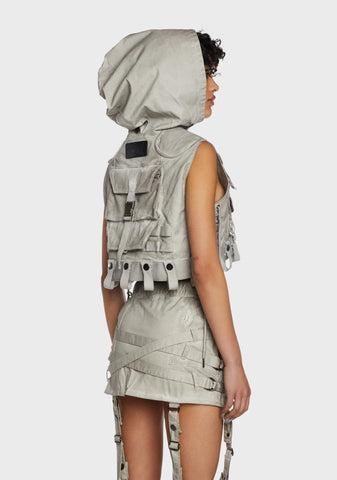 Replay Unisex Washed Tactical Hoodie - Ecru