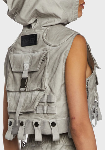 Replay Unisex Washed Tactical Hoodie - Ecru