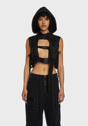 Replay Unisex Washed Tactical Hoodie - Charcoal