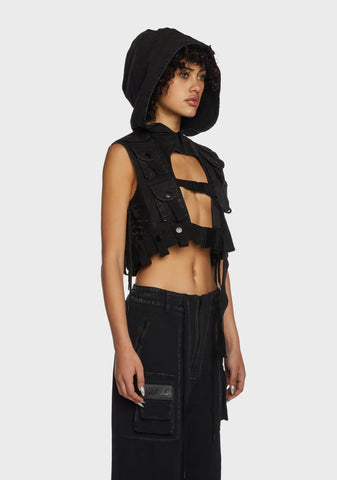 Replay Unisex Washed Tactical Hoodie - Charcoal