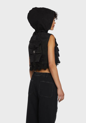 Replay Unisex Washed Tactical Hoodie - Charcoal