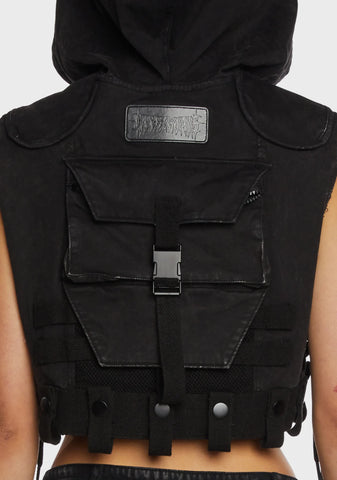 Replay Unisex Washed Tactical Hoodie - Charcoal