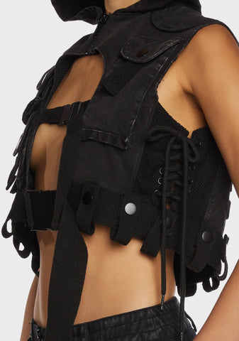 Replay Unisex Washed Tactical Hoodie - Charcoal