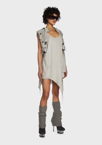 Replay Unisex Sharkbite Oversized Tank Top - Ecru