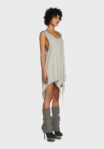 Replay Unisex Sharkbite Oversized Tank Top - Ecru