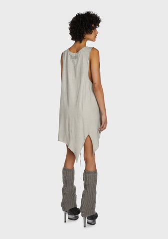 Replay Unisex Sharkbite Oversized Tank Top - Ecru