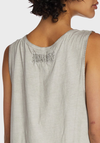 Replay Unisex Sharkbite Oversized Tank Top - Ecru