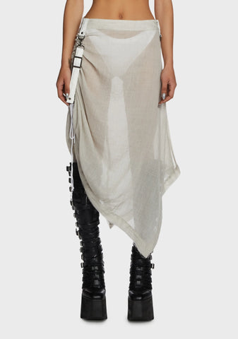 Replay Sheer Midi Skirt - Ecru