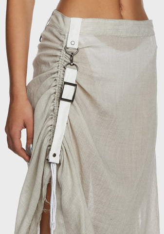 Replay Sheer Midi Skirt - Ecru