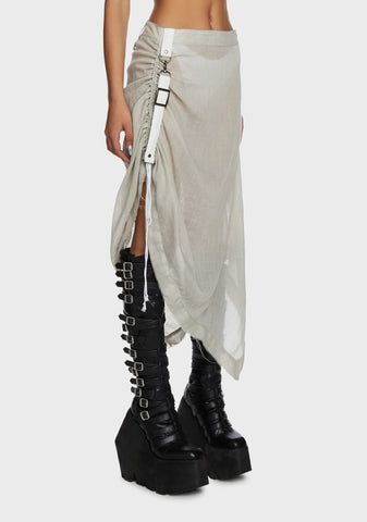 Replay Sheer Midi Skirt - Ecru