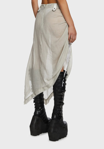 Replay Sheer Midi Skirt - Ecru