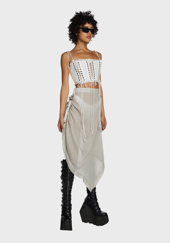 Replay Sheer Midi Skirt - Ecru