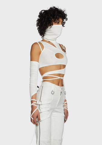Replay Strappy Top & Gloves Set - White