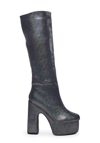 Athena-5 Glitter Boots - Silver