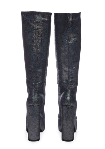 Athena-5 Glitter Boots - Silver