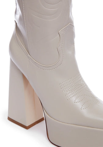 Ruman-2 Cowboy Boots - Cream