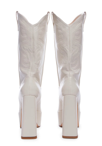 Ruman-2 Cowboy Boots - Cream