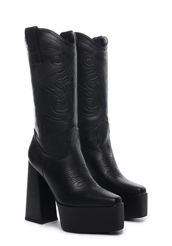 Ruman-2 Cowboy Boots - Black
