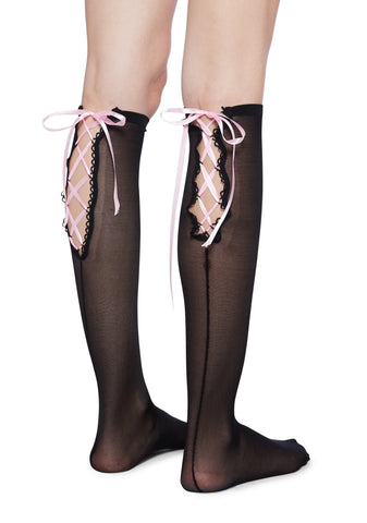 Knotted Wonders Sheer Knee High Socks